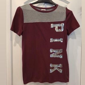 PINK Maroon crew tee
